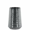 Urban Trends Collection Medium Ceramic Round Vase with Combed Design Body, Silver 45721